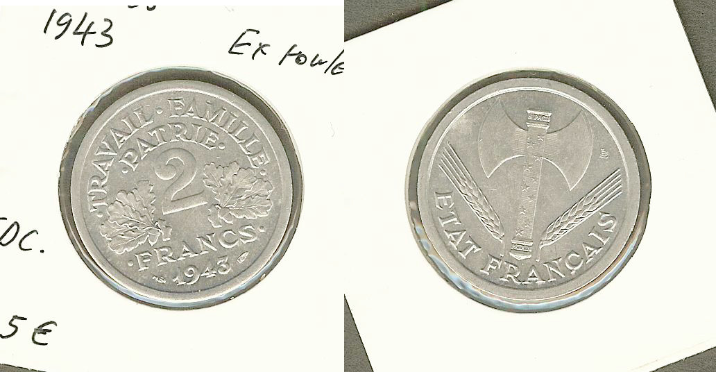 2 francs Francisque 1943 FDC